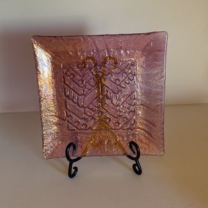 NWOT Beautiful Never Used Square Iridescent Gold and Lavender Toned Server.